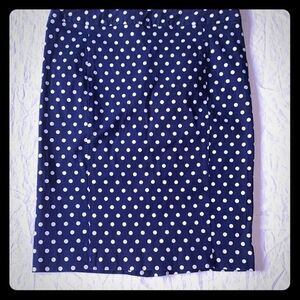 POMELO Navy w White Polka Dot Pencil Skirt-L